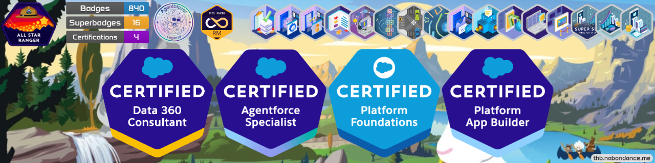Une bannière Trailhead, avec le badge sfdx-hardis Release Manager sur la rangée du haut